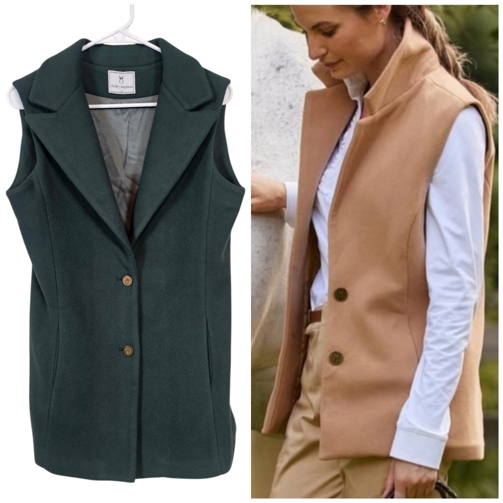 Dudley Stephens Wellington Sweater Button Down Long Vest Forest Hunter Green